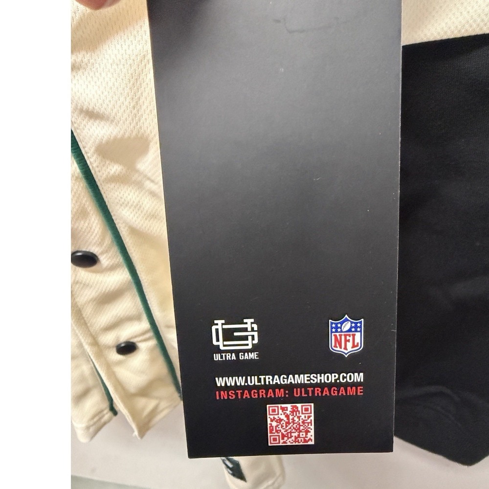 NWT NY Jets NFL Ultra Game Cream Green Black Hoodie Jersey Snaps Size Medium New - Picture 12 of 13